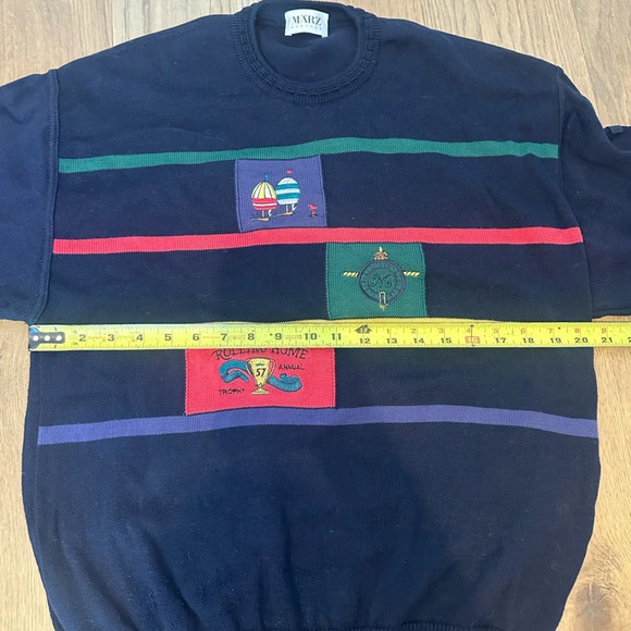 Vintage Marz Munchen Men's 100% Cotton Sweater Navy - Picture 5 of 8
